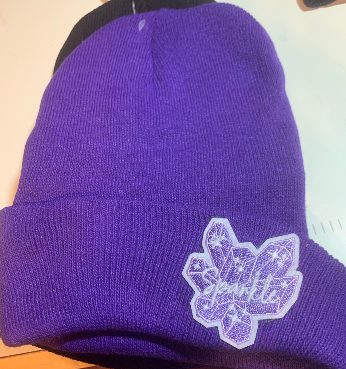 Purple beanie with crystals quick ship combo