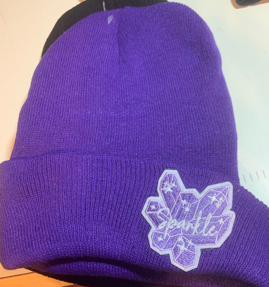 Purple beanie with crystals quick ship combo