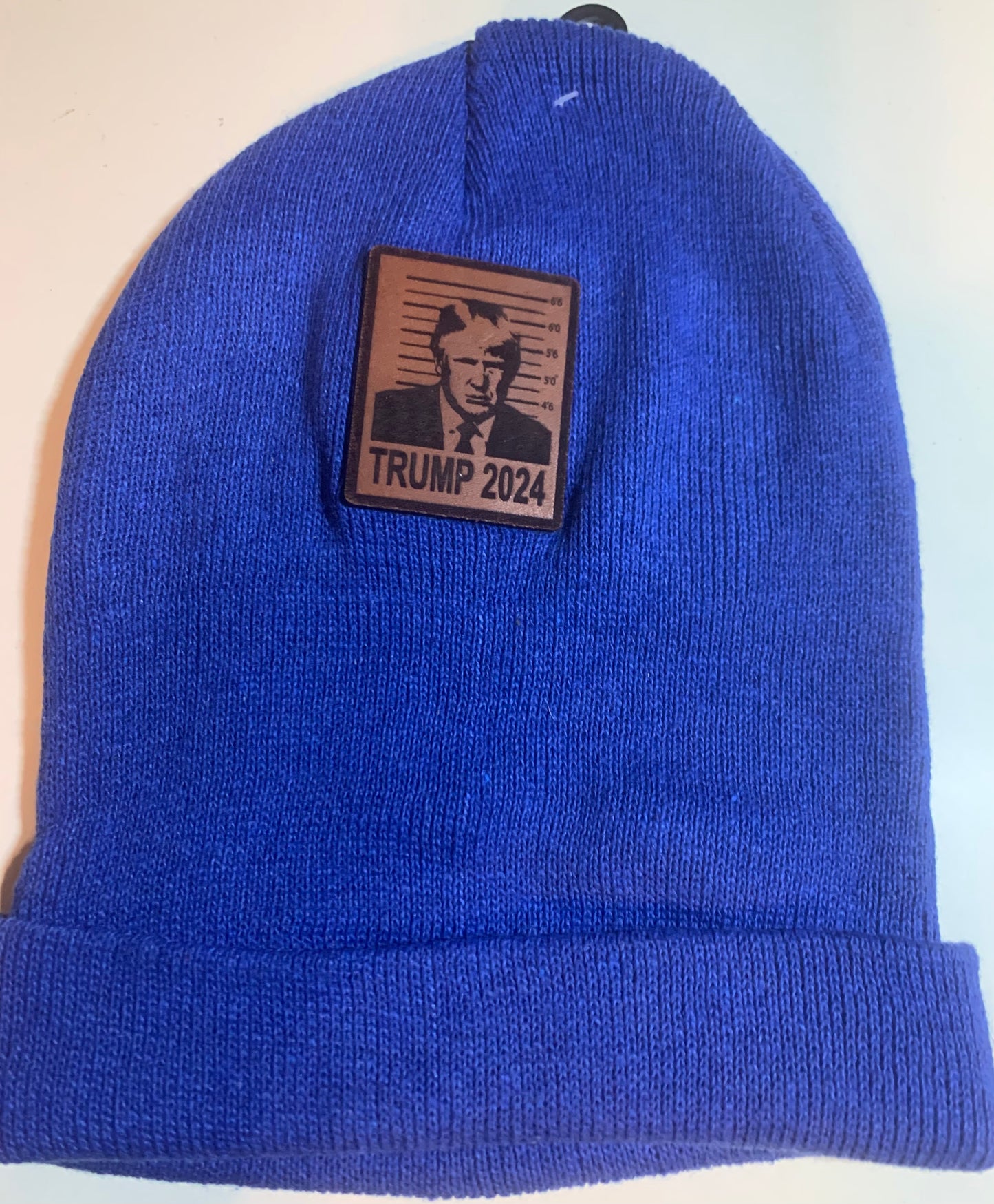 Royal blue beanie with Trump patch quick ship combo