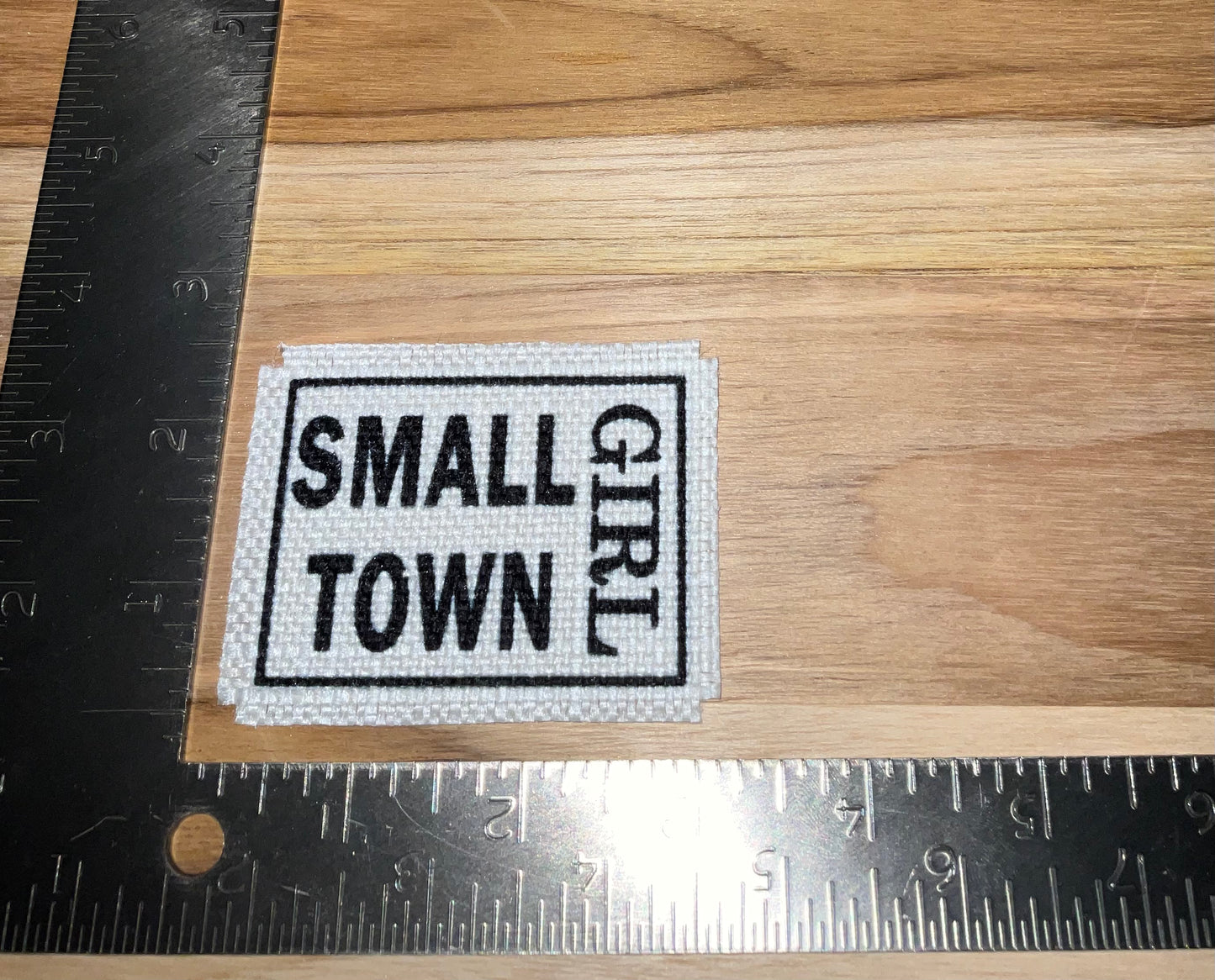 Her patch "small town girl" outlined